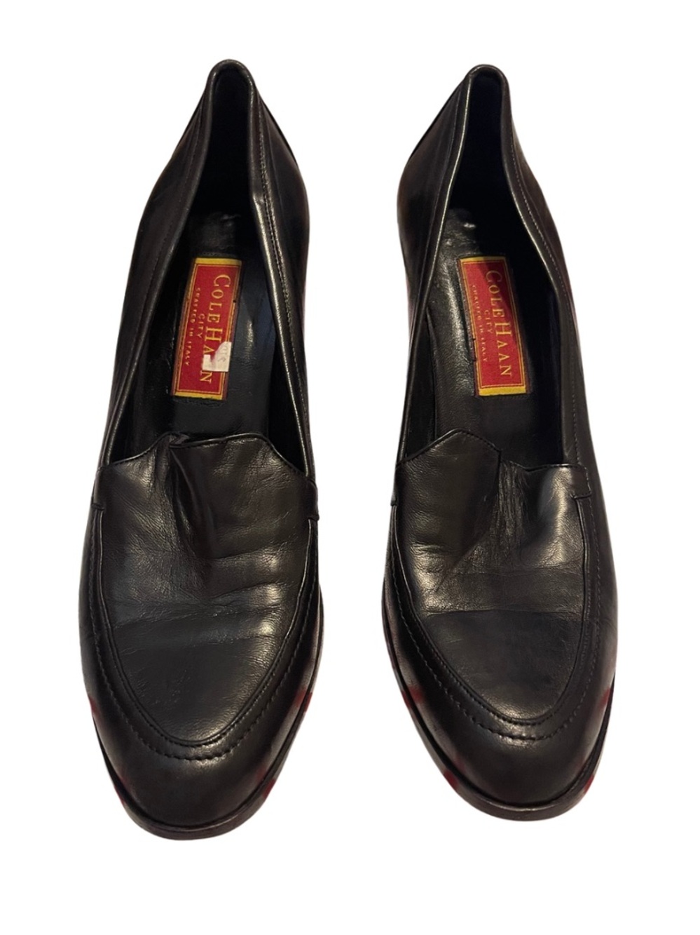 Cole Haan Women’s Black Leather Block Heel Loafer Pumps - Picture 2 of 7